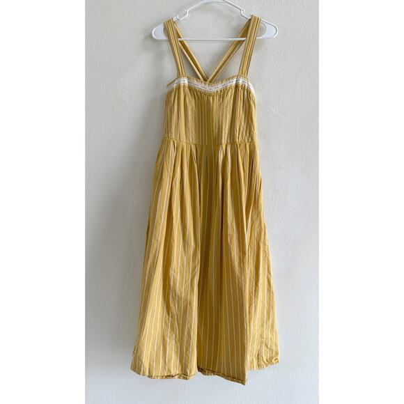 The Great Laurel Yellow Mustard Sweetheart Stripe Sundress size 1 | Small - Picture 3 of 14